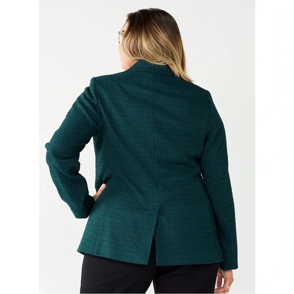 NWT Nine West Double Breasted Blazer Plaid Lurex Gold Plus Size 4X